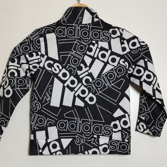 Adidas Black and White Logo Zip Up Jacket - Picture 10 of 10